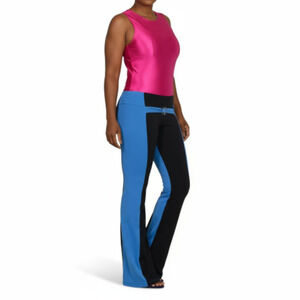 Vintage Gahuer Yoga Flare Pant Blue Black ColorBlock Y2K Low Rise Retro One Size